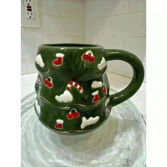 WILLIAMS-SONOMA - Rare Decorated CHRISTMAS TREE Shaped Mug - Heavy Quality - Picture 4 of 9
